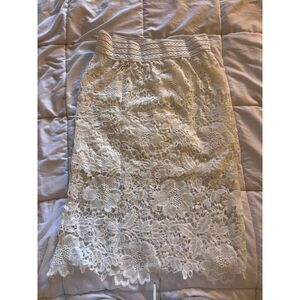 Elegant White Lace Midi Skirt - Size 2XL, Floral Embroidered Design